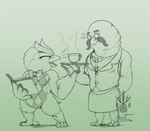 anthro beverage book bow_tie clothing coffee duo eyewear facial_hair glasses male mustache simple_background geno28 animal_crossing nintendo blathers_(animal_crossing) brewster_(animal_crossing) avian bird columbid humanoid owl pigeon digital_drawing_(artwork) digital_media_(artwork) hi_res watermark