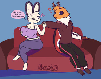anthro big_breasts bottomwear breasts clothing female holding_breast huge_breasts inviting_to_sex male neck_tuft pants shirt tank_top topwear tuft yoga_pants nokamiwd aquatic aquatic_gastropod arthropod gastropod insect jorunna_parva lepidopteran mollusk moth nudibranch sea_slug slug hi_res