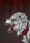 anthro arctic asphyxiation blood bodily_fluids choking female food gore meat pain personal solo teeth zhekathewolf canid canine canis mammal wolf hi_res