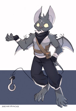 anthro arm_tuft black_bottomwear black_clothing black_pants bottomwear cheek_tuft closed_smile clothed clothing elbow_tuft empty_eyes facial_tuft fangs front_view fur grey_body grey_ears grey_fur grey_wings male membrane_(anatomy) membranous_wings mouth_closed pants shoulder_tuft simple_background smile solo standing teeth topless tuft unsigned wings asnnonaka senk_(asnnonaka) bat mammal full-length_portrait hi_res portrait