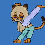 animated animation_meme anthro arona_sexyback blonde_hair blue_background blue_clothing blue_eyes bottomwear catsockjus clothing dancing felid female frame_by_frame fur green_bottomwear green_clothing green_pants hair hi_res hip_sway justin_timberlake lily_(catsockjus) long_hair mammal meme multicolored_body multicolored_fur music music_video orange_body orange_fur pantherine pants simple_background smile smiling_at_viewer solo sound striped_body stripes tail tail_motion tiger two_tone_body two_tone_fur webm