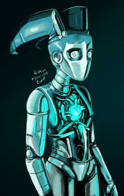 blank_expression blank_stare cybernetics female grey_sclera hair looking_at_viewer machine mouthless simple_background solo standing teal_background teal_eyes teal_hair earthcrawler my_life_as_a_teenage_robot nickelodeon jenny_wakeman cyborg humanoid robot 2025 absurd_res dated digital_media_(artwork) digital_painting_(artwork) hi_res krita_(artwork) painting_(artwork) signature