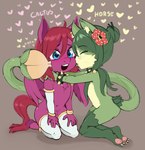 accessory ambiguous_gender anthro brown_background cactus chibi duo eyewear flower flower_in_hair glasses green_body green_hair hair hair_accessory heart_symbol horse_tail kissing kissing_cheek kneeling licking love male male/male pawpads paws plant red_body red_hair romantic romantic_couple simple_background tail text tongue tongue_out unusual_anatomy unusual_tail wings alice_yagami hasbro my_little_pony mythology alice_(alice_yagami) seraphic_crimson cactus_cat domestic_cat elemental_creature equid equine felid feline felis flora_fauna horse mammal mythological_creature mythological_equine pegasus english_text hi_res