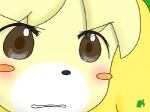 4:3 animal_crossing anthro black_nose blonde_hair blush brown_eyes canid canine canis close-up domestic_dog eye_through_hair eyebrow_through_hair eyebrows female fukubusanki gununu hair isabelle_(animal_crossing) kemono low_res mammal nintendo shih_tzu solo toy_dog translucent translucent_hair unavailable_at_source white_body yellow_body