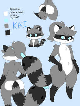 anthro botty chibi female female/female male solo standing thick_thighs kaicitoelmapache kaicito mammal procyonid raccoon 3:4 hi_res
