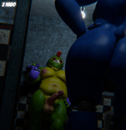 4_fingers anthro balls beckoning big_butt butt circumcised clothing duo erection eyewear fingerless_gloves fingers fur genitals gesture glasses gloves green_body green_scales hair hand_on_hip handwear humanoid_genitalia humanoid_penis machine male mohawk moon nipples non-mammal_balls non-mammal_nipples overweight overweight_anthro overweight_male penis pink_nipples purple_body purple_clothing purple_fur purple_gloves purple_handwear red_hair scales small_tail star_glasses tail wearing_glasses z_hado snips456fur_(modeler) five_nights_at_freddy's five_nights_at_freddy's:_security_breach scottgames steel_wool_studios bonnie_(fnaf) montgomery_gator alligator alligatorid animatronic crocodilian lagomorph leporid mammal rabbit reptile robot scalie 2025 3d_(artwork) digital_media_(artwork) english_description hi_res