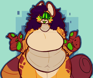 anthro belly_overhang big_tail black_hair black_outline breasts female front_view hair huge_tail looking_at_viewer machine navel nude open_mouth outline overweight overweight_anthro overweight_female pawpads paws solo tail whiskers cabl cabot_(cabl) android domestic_cat felid feline felis mammal robot 2023 digital_media_(artwork) flat_colors hi_res portrait signature three-quarter_portrait