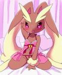 anthro babydoll bed blush brown_body brown_fur clothing female front_view fur furniture heart_eyes heart_symbol kemono kneeling lingerie long_ears looking_at_viewer nightgown on_bed open_mouth pink_eyes seductive semi-anthro solo kemoribbon nintendo pokemon generation_4_pokemon lagomorph lopunny mammal pokemon_(species) 5:6 digital_drawing_(artwork) digital_media_(artwork) hi_res