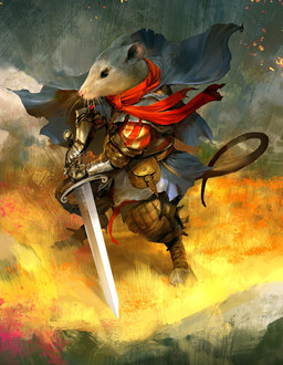 abstract_background anthro armor belt bottomwear cape clothing holding_melee_weapon holding_object holding_sword holding_weapon male melee_weapon pants pouch_(clothing) red_scarf scarf solo standing sword tail weapon whiskers kekai_kotaki mammal mouse murid murine rodent 2020 hi_res