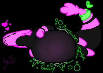 ambiguous_feral ambiguous_gender ambiguous_pred ambiguous_prey black_body bloated digestion fatal_vore feral feral_pred green_scarf heart_symbol mostly_nude mostly_nude_feral offscreen_character quadruped rumbling_stomach scarf scarf_only solo tail tail_tuft tuft vore critterstash rain_world videocult lizard_(rain_world) pink_lizard_(rain_world) low_res