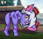 female genitals looking_back not_furry pussy size_difference smaller_female kcn league_of_legends riot_games tencent tristana_(lol) humanoid mammal yordle