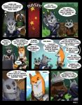 2015 amber_eyes angry anthro armello armor badger belt bodily_fluids bound breastplate canid canine canis cart clothed clothing comic dagger digital_media_(artwork) english_text female forest fox grass group headgear helmet hi_res horace_(armello) jewelry league_of_geeks male mammal mask melee_weapon mustelid musteline necklace nervous plant procyonid profanity purpleground02 raccoon raven's_beak_dagger rodent rope scarlet_(armello) sciurid smile star sweat sword text thane_(armello) tree tree_squirrel twiss_(armello) weapon wolf