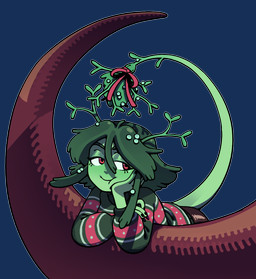 accessory bow_ribbon christmas_clothing christmas_sweater christmas_topwear clothed clothing eyelashes female furgonomics green_body green_hair hair holidays horn kissing_bough mistletoe mistletoe_on_tail plant plant_horn pseudo_horn red_eyes ribbons smile solo sweater tail tail_accessory tail_bow tail_ribbon topwear discount-supervillain christmas demon demon_humanoid elemental_creature elemental_humanoid flora_fauna horned_humanoid humanoid mammal plant_humanoid alpha_channel digital_media_(artwork) hi_res