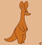 belly blush long_ears looking_at_viewer semi-anthro simple_background slightly_chubby smile solo standing whiskers p3ntavus sniff_(moomin) kangaroo macropod mammal marsupial 2018 digital_media_(artwork) hi_res signature