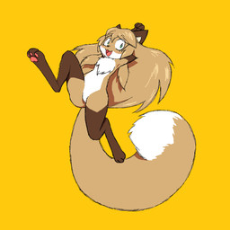 3_toes 4_fingers anthro big_ears big_tail biped blonde_hair blush blush_lines brown_body brown_fur dipstick_tail eye_through_hair eyebrow_through_hair eyebrows eyelashes fangs feet female female_anthro fingers fluffy fluffy_chest fluffy_tail fur gloves_(marking) green_eyes hair hands_behind_head leg_markings long_hair looking_at_viewer lying markings on_back open_mouth pawpads paws pink_pawpads simple_background smile socks_(marking) solo tail tail_markings teeth toes translucent translucent_hair white_body white_fur yellow_background yellow_body yellow_fur conditional_dnp gender_stupid averi_(fiddleafox) canid canine fox mammal red_fox true_fox 1:1 colored_sketch hi_res sketch