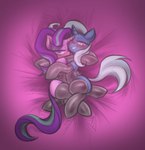 bedding bedding_background bedroom_eyes blue_body blue_fur blush clothing cuddling duo female female/female feral fluffy fluffy_tail fur grey_mane grey_tail horn latex latex_clothing latex_legwear latex_leotard latex_stockings legwear leotard long_mane long_tail looking_at_viewer lying mane multicolored_mane narrowed_eyes on_side pink_body pink_eyes pink_fur purple_mane purple_tail seductive smile stockings tail teal_mane teal_tail thigh_highs two_tone_mane two_tone_tail unicorn_horn ather_os friendship_is_magic hasbro my_little_pony mythology starlight_glimmer_(mlp) trixie_(mlp) equid equine mammal mythological_creature mythological_equine unicorn 2024 absurd_res digital_drawing_(artwork) digital_media_(artwork) hi_res