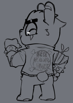 anthro bottomless bracelet chibi claws clothed clothing ejaculation eyebrows finger_claws fingers gesture hand_gesture hand_on_hip hands-free jacket jacket_only jewelry leather leather_clothing leather_jacket leather_topwear looking_back male notched_ear paws pose rear_view scar smile solo spiked_bracelet spikes standing tail text topwear topwear_only tuft mrwhitebear tristan_(mrwhitebear) bear mammal digital_media_(artwork) english_text monochrome sketch