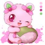 blush cherry_blossom color_swatch eyelashes female feral flower food fur jewelry leaf necklace open_mouth plant prunus_(flower) purple_eyes simple_background solo tongue white_background aimia492 jewelpet sanrio sega sega_fave sweetspet mochi_(jewelpet) sakuran bear mammal 1:1 low_res