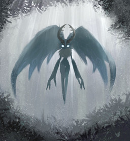 ambiguous_gender anthro antlers biped chest_tuft colored_nails countershading digitigrade featureless_crotch fingernails floating forest forest_background front_view fur glowing glowing_eyes head_wings horn huge_wings levitation looking_at_viewer mouthless multicolored_body multicolored_eyes multicolored_fur nails nature nature_background neck_tuft nude_anthro orange_body orange_fur pink_eyes pink_sclera plant pupils purple_fingernails purple_nails solo tan_body tan_fur teal_body teal_eyes teal_fur tree tuft unusual_wing_placement wings gemini_kirby kirby_(series) nintendo fecto_elfilis alien chinchilla chinchillid mammal rodent starling_(kirby) digital_drawing_(artwork) digital_media_(artwork) digital_painting_(artwork) full-length_portrait hi_res painting_(artwork) portrait