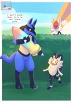 dialogue dildo group happy male male/male raised_leg scheming sex_toy smile text asderzx nintendo pokemon emporio_candycorn_(asderzx) gaspar_(asderzx) sweet_(asderzx) cinderace galarian_form galarian_meowth generation_4_pokemon generation_8_pokemon lucario pokemon_(species) regional_form_(pokemon) painted_(disambiguation) english_text hi_res