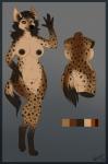 anthro big_breasts black_pussy breasts brown_eyes brown_hair brown_nipples butt female fur genitals grey_background hair looking_at_viewer navel nipples nude pussy simple_background solo tan_body tan_fur vespur hyena mammal spotted_hyena 2016 flat_colors model_sheet