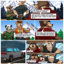 age_difference anthro big_butt big_muscles black_body black_fur blue_eyes border bottomwear brown_body brown_fur bulge butt clothing collared_shirt dialogue driving_truck embarrassed exclamation_point fur green_eyes grey_clothing grey_shirt grey_topwear group half-closed_eyes hand_on_shoulder male mountain muscular muscular_anthro muscular_male narrowed_eyes older_male orange_eyes pants polo_shirt red_clothing red_shirt red_topwear safety_vest shirt snow speech_bubble tan_body tan_fur text tight_bottomwear tight_clothing tight_pants topwear truck vehicle vest white_body white_border white_fur work_uniform younger_male aaron_(artist) aiden_(aaron) dillon_(aaron) justin_(aaron) mathew_porter bear beaver giant_panda lagomorph leporid mammal rabbit rodent ursine 2024 comic digital_media_(artwork) english_text hi_res url father_(lore) father_and_child_(lore) father_and_son_(lore) parent_(lore) parent_and_child_(lore) parent_and_son_(lore) son_(lore)
