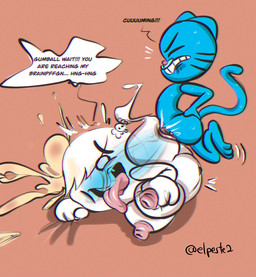 ahegao anthro big_penis blue_body bodily_fluids breasts cum cum_inside cumshot duo ejaculation erection eyes_closed female fucked_silly genital_fluids genitals ghost_sex hair hair_over_eye humanoid_genitalia humanoid_penis long_tail looking_pleasured male male/female nipples one_eye_obstructed open_mouth orgasm penetration penile penile_penetration penis penis_in_vagina phasing phasing_through_another pink_background pink_nipples pink_nose sex simple_background sweat sweatdrop tail teeth text tongue tongue_out translucent translucent_body vaginal vaginal_penetration white_body white_skin young young_anthro elpeste2 cartoon_network the_amazing_world_of_gumball carrie_krueger gumball_watterson domestic_cat felid feline felis ghost mammal spirit digital_media_(artwork) english_text signature