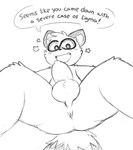 anthro anus balls blush fangs genitals low-angle_view male nude open_mouth penis solo speech_bubble star tail taunting teeth text young young_anthro young_male oob 8chan nate_(8chan) mammal procyonid raccoon hi_res monochrome