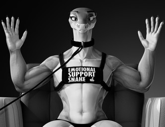 anthro biped chair clothed clothed_anthro clothed_male clothing emotional_support_animal front_view furniture hands_up looking_at_viewer male male_anthro navel pose sitting solo text text_on_clothing text_on_topwear topwear chill_chichik da.nilkaz_(modeler) absolute_cinema nilka_(da.nilkaz) reptile scalie snake 3d_(artwork) digital_media_(artwork) english_text greyscale half-length_portrait hi_res meme monochrome portrait shaded soft_shading