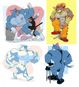 anal anal_penetration anthro armpit_hair balls barefoot biceps big_muscles big_nipples big_penis black_clothing black_footwear black_hat black_headwear black_shoes blue_body blue_cap blue_fur blue_penis blue_popsicle blue_tail bodily_fluids body_hair bottomwear butt chair clothing cum cum_in_ass cum_inside dipstick_tail duo erection feet flip_flops food footwear foreskin fur furniture genital_fluids genitals glans hat headgear headwear holding_food holding_object holding_popsicle humanoid_genitalia humanoid_penis larger_penetrated larger_sub looking_back looking_pleasured male male/male markings muscular muscular_bottom muscular_male muscular_thighs nipple_piercing nipples nude one-piece_swimsuit onomatopoeia pants pecs penetration penile penile_penetration penis penis_in_ass piercing pink_ears popsicle rear_view red_clothing red_footwear red_shoes sandals shoes size_difference sling_bikini small_top small_top_big_bottom soles solo sound_effects stool submissive sweat sweaty_body sweaty_feet swimwear tail tail_markings text thick_thighs tongue tongue_out trash_can vein veiny_penis walking whiskers white_tail_tip yellow_bottomwear yellow_clothing yellow_pants yellow_sclera mezcal_(artist) metro-goldwyn-mayer tom_and_jerry butch_cat thomas_cat domestic_cat felid feline felis mammal hi_res multiple_images