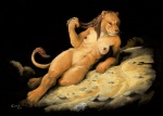 2013 anthro arm_support breasts dreadlocks felid female lion looking_away mammal nipples nude oil_painting_(artwork) painting_(artwork) pantherine pinup pose reclining scale_(artist) solo tail tail_tuft traditional_media_(artwork) tuft whiskers