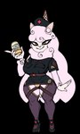 alcohol anthro beer beverage beverage_can big_breasts breasts bulge clothing footwear gynomorph high_heels intersex legwear looking_at_viewer shoes smile solo squish stockings text thick_thighs thigh_squish thigh_strap marthedog alpaca camelid mammal 3:5 alpha_channel english_text hi_res