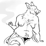 3_fingers anthro bent_arm black_clothing black_panties black_underwear bottomwear breasts button_(fastener) chest_tuft clothed clothing drugs ear_tuft female female_anthro fingers grey_nipples half-closed_eyes holding_blunt hooved_fingers hooves marijuana marijuana_blunt marijuana_fumes narrowed_eyes nipples open_bottomwear open_clothing open_mouth open_pants open_smile panties pants pockets simple_background sitting slightly_chubby slightly_chubby_anthro slightly_chubby_female small_breasts smile smoke solo substance_intoxication tail thick_thighs topless topless_anthro topless_female tuft underwear white_background white_bottomwear white_breasts white_clothing white_pants white_tail flockdog mammal suid suina sus_(pig) wild_boar 2024 digital_media_(artwork) greyscale monochrome sketch trans_(lore) trans_woman_(lore)