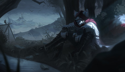 anthro biped boots bottomwear claws clothed clothed_anthro clothed_male clothing ear_piercing fingers footwear front_view fully_clothed fully_clothed_anthro fully_clothed_male fur hair inner_ear_fluff looking_at_viewer male outside piercing shoes sitting solo tail topwear tuft o.z.y. canid canine mammal 2026 digital_drawing_(artwork) digital_media_(artwork) hi_res