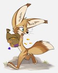 anthro blue_eyes fur hair male nude open_mouth solo teeth tongue aseethe canid canine fennec_fox fox mammal true_fox 2021 digital_media_(artwork) hi_res