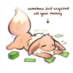 ambiguous_gender black_text brown_body brown_ears brown_fur brown_tail dipstick_tail directional_arrow ears_down feral fur fur_tuft humor markings money multicolored_body multicolored_fur neck_tuft pivoted_ears quadruped solo tail tail_markings text tuft two_tone_body two_tone_fur two_tone_tail foxlett nintendo pokemon eevee generation_1_pokemon pokemon_(species) 1:1 english_text hi_res meme
