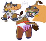 anthro baby bell clothed clothing diaper fur onesie padded padding solo tail wearing_diaper young young_anthro hangyakuneko bovid bovine cattle mammal calf_(disambiguation) hi_res