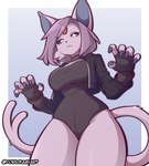 anthro breasts claws clothed clothing eeveelution espeon female finger_claws fur generation_2_pokemon hair hi_res nintendo pink_body pink_fur pink_hair pokemon pokemon_(species) simple_background solo yorusagi