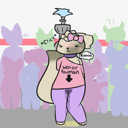 accessory ambiguous_gender amputee anthro antlers being_watched blush bodily_fluids bottomwear bow_(feature) bow_accessory bow_ribbon clothing crowd disability embarrassed female fountain genital_fluids group hair_accessory hair_bow hair_ribbon horn looking_at_another mall omorashi pants peeing ribbons shirt solo_focus tail topwear training urine voyeur watersports wetting piebunny mythology clay_(piebunny) bear canid canine canis domestic_cat domestic_dog dragon felid feline felis fox jackalope lagomorph leporid mammal mythological_creature mythological_scalie rabbit scalie 1:1