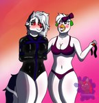 anthro ball_gag bdsm bondage bound clothing dominant dominant_female duo female female/female gag latex latex_clothing lesbian_pride_colors lgbt_pride love male pride_colors restraints standing straitjacket lamonadedead five_nights_at_freddy's five_nights_at_freddy's:_security_breach helluva_boss lgbt_pride_month mythology scottgames steel_wool_studios glamrock_chica loona_(helluva_boss) avian bird canid canid_demon canine chicken demon galliform gallus_(genus) hellhound mammal mythological_canine mythological_creature phasianid hi_res