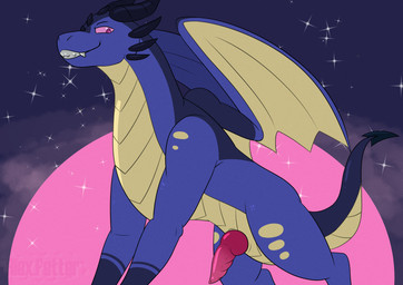 animal_genitalia animal_penis blue_body blue_scales erection feral genitals knot knotted_penis male penis purple_eyes scales solo wings yellow_body yellow_scales alex.fetter mythology dragon mythological_creature mythological_scalie scalie hi_res