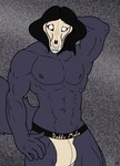 anthro black_body black_fur black_hair bone bulge clothing fur furry_tail hair male muscular muscular_male skull skull_head solo static tail teeth underwear derjinzo scp_foundation scp-1471-a humanoid hi_res