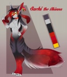 anthro breasts digitigrade female fluffy fluffy_tail glowing glowing_eyes long_tail showcase solo t0bi tail aimi canid canine mammal digital_media_(artwork)