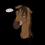 ambiguous_gender blue_eyes brown_body brown_hair brown_mane dripping_wet ellipsis eyelashes feral hair looking_at_viewer mane sad solo kukan97 dolero equid equine horse mammal 1:1 2024 alpha_channel digital_media_(artwork) male_(lore)