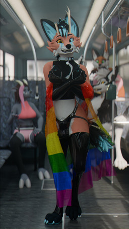 anthro bulge bus clothed clothing commercial_vehicle femboy group horn lgbt_pride male pride_color_flag pride_colors underwear vehicle wings sanythefox lgbt_pride_month rabbid_foulfellow_(sanythefox) rose_(rosethegoat) sany_van_fox sol_heylyn_(sanythefox) bovid canid canine caprine fox goat lagomorph mammal wolpertinger 3d_(artwork) 4k 9:16 absurd_res digital_media_(artwork) hi_res