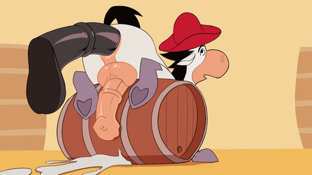 anal anal_orgasm anal_penetration animal_genitalia animal_penis anthro anus ball_slap balls balls_touching barrel big_balls big_penis black_mane bodily_fluids butt clothing cowboy_hat cum cum_on_ground cum_while_penetrated cumshot disembodied_penis duo ejaculation equine_genitalia equine_penis from_behind_position fur genital_fluids genitals hands-free hat headgear headwear hooves infinite_cum infinite_genital_fluids male male_penetrated mane mostly_nude orgasm penetration penis sex slap tail toony white_body white_fur braeburned velrizoth hanna-barbera the_quick_draw_mcgraw_show quick_draw_mcgraw equid equine horse mammal animated