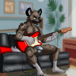 anthro areola bass_guitar biped briefs briefs_only brown_body brown_fur bulge clothed clothing detailed_bulge fur furniture guitar inside male male_anthro musical_instrument nipples on_sofa pecs plantigrade plucked_string_instrument sitting sitting_on_sofa sofa solo string_instrument topless topless_anthro topless_male underwear underwear_only rsproduccion aggretsuko sanrio haida_(aggretsuko) hyena mammal spotted_hyena 1:1 2026 absurd_res dated digital_media_(artwork) hi_res