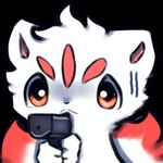 ambiguous_gender emote fluffy fluffy_tail fur fur_markings gun holding_object holding_weapon looking_at_viewer markings multi_tail multicolored_body multicolored_fur paws ranged_weapon red_eyes red_sclera solo tail tuft weapon white_body white_fur snoiifoxxo delet_this haku_(snoiifoxxo) canid canine fox mammal 1:1 alpha_channel icon low_res meme