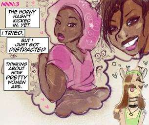 accessory anthro big_butt bottomless brown_body brown_hair brown_skin butt clothed clothing daydream eyelashes eyeshadow eyewear female flexing flexing_bicep fur glasses green_clothing green_headband green_topwear group hair headband heart_(marking) hexagram lips long_hair makeup markings pink_clothing pink_lips pink_shirt pink_topwear rear_view religion religious_symbol round_glasses shirt simple_background star_of_david symbol tan_background text tongue tongue_out toothy_grin topwear trio yellow_body yellow_fur waffafries judaism no_nut_november waffa_(waffafries) giraffe giraffid human mammal digital_drawing_(artwork) digital_media_(artwork) english_text meme trans_(lore) trans_woman_(lore)