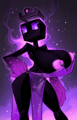 areola big_breasts biped black_body breasts clothed clothing eyelashes female genitals hand_on_hip huge_breasts long_eyelashes nipple_dip nipple_piercing nipples not_furry o-ring piercing pupils skimpy solo translucent translucent_clothing vulva azura_inalis microsoft minecraft mojang nipple_piercing_dress xbox_game_studios enderman humanoid absurd_res hi_res